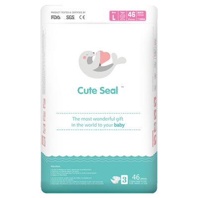 Baby Diaper Cute Seal - Canadian Premium Baby Diapers - Large - 46 Pcs (Tape Type) - L