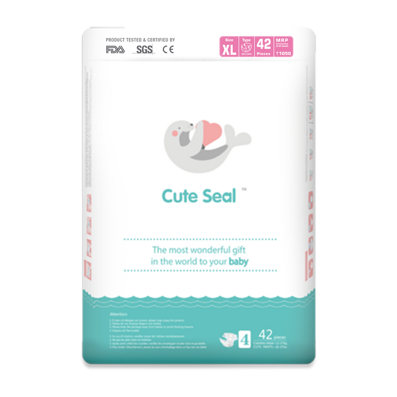 Baby Diaper Cute Seal - Canadian Premium Baby Diapers - Extra Large - 42 Pcs (Tape Type) - XL