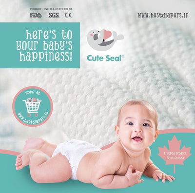 Baby Diaper Cute Seal - Canadian Premium Baby Diapers - Large - 46 Pcs (Tape Type) - L