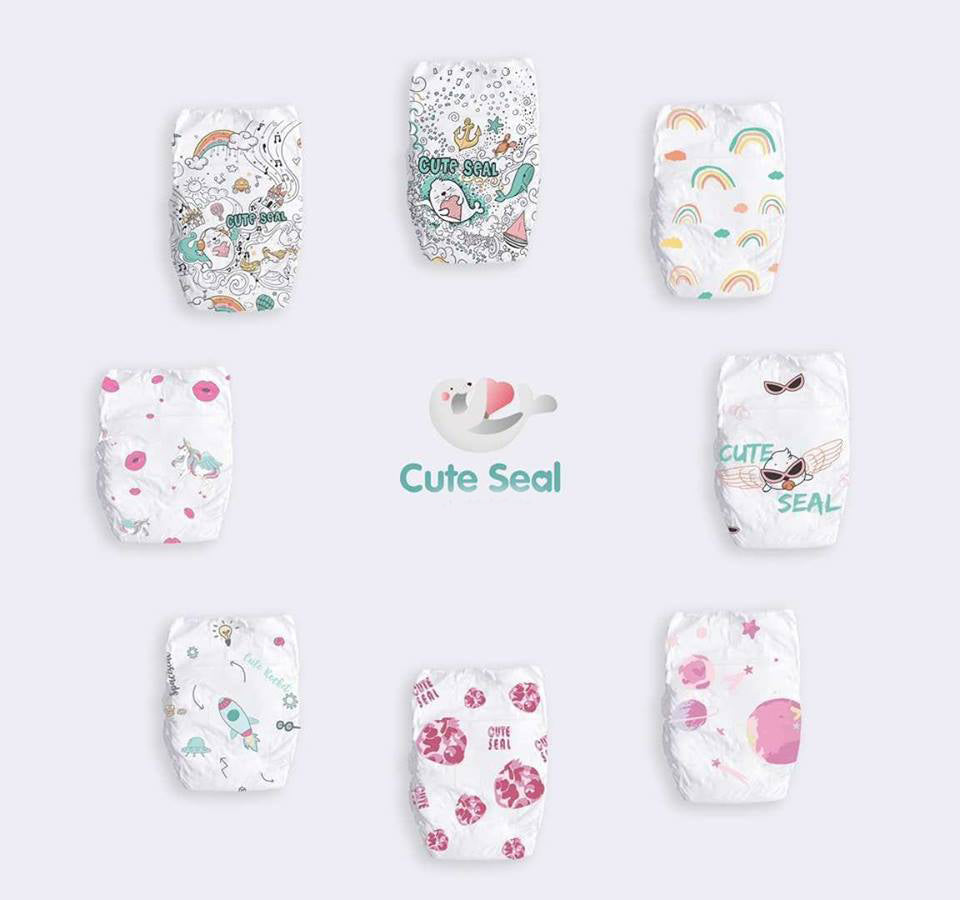 Baby Diaper Cute Seal - Medium - 52 pcs (Tape Type)