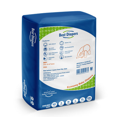Baby Diaper Best Diapers - Imported Organic British Baby Diapers - Medium - 50 Pcs (Tape Type) - M