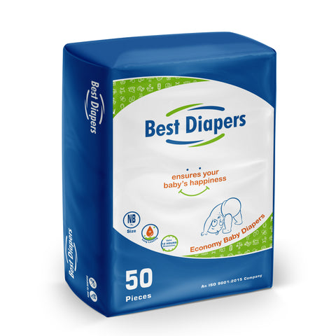 Best Diapers - Imported Organic BRITISH Baby Diapers - New Born - 50 Pcs (Velcro Type) - NB