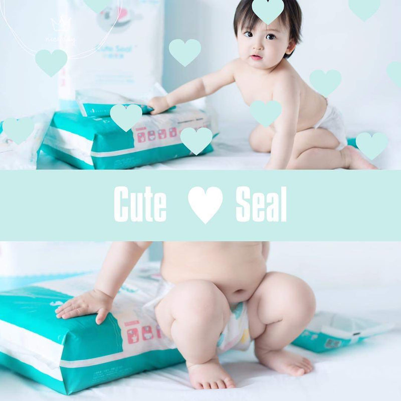 Baby Diaper Cute Seal - Canadian Premium Baby Diapers - Medium - 52 pcs (Tape Type) - M