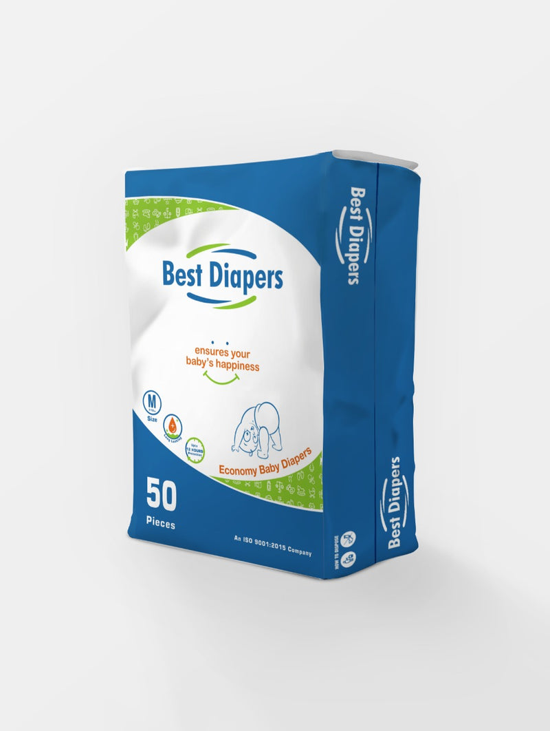Baby Diaper Best Diapers - Imported Organic British Baby Diapers - Medium - 50 Pcs (Tape Type) - M